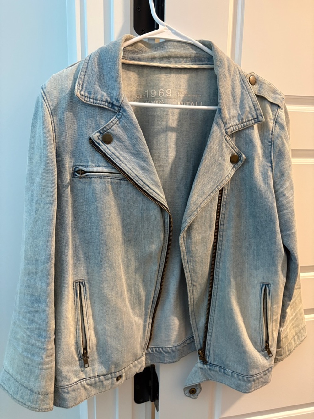 GAP Light Blue Denim Moto Jacket